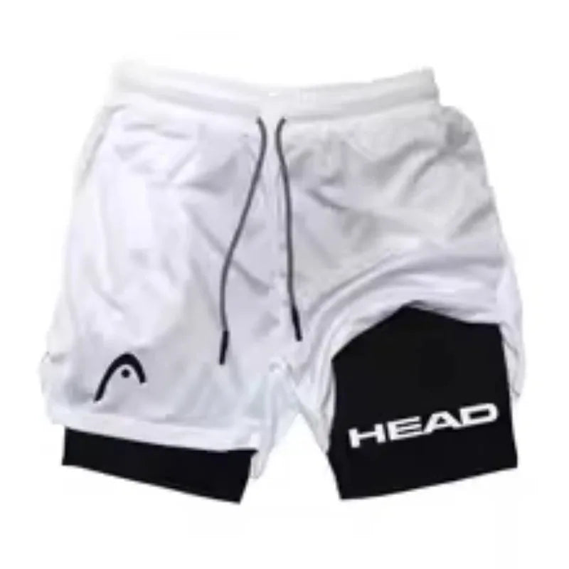 Running Shorts Men Fitness Gym Training 2-in-1 Sports Compression Fashion Quick Dry Workout Jogging Double Deck Summer