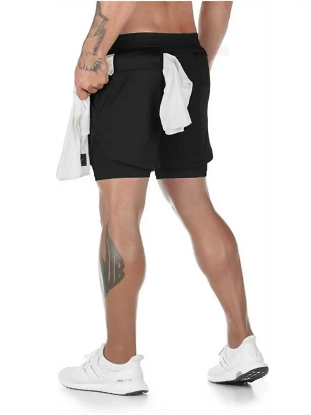 Running Shorts Men Fitness Gym Training 2-in-1 Sports Compression Fashion Quick Dry Workout Jogging Double Deck Summer