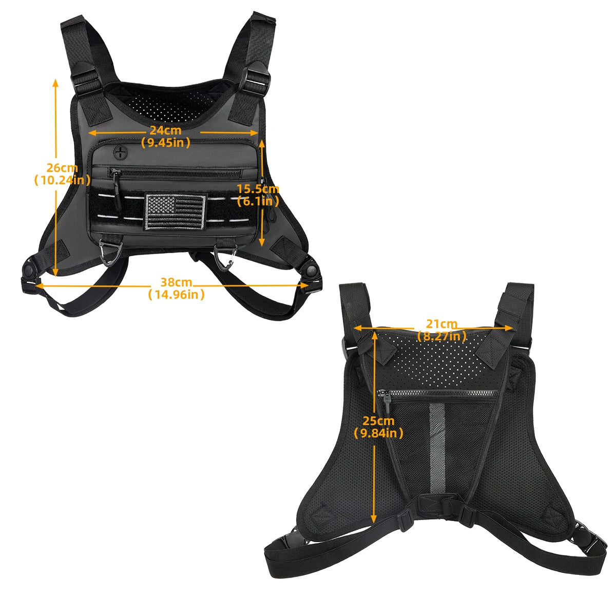 Sports Chest Bag For Men, Water Resistant Lightweight Front Running Vest Bag With Built-In Phone Holder & Extra Storage