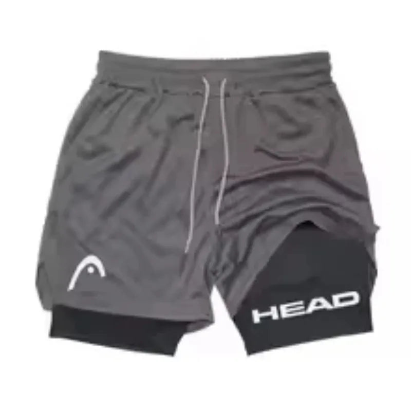 Running Shorts Men Fitness Gym Training 2-in-1 Sports Compression Fashion Quick Dry Workout Jogging Double Deck Summer