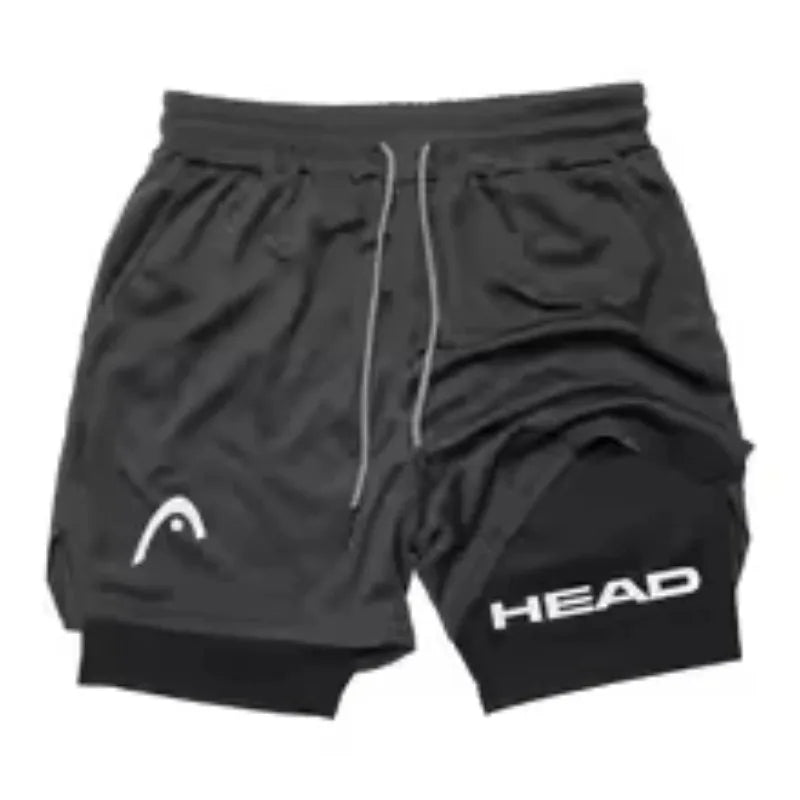 Running Shorts Men Fitness Gym Training 2-in-1 Sports Compression Fashion Quick Dry Workout Jogging Double Deck Summer