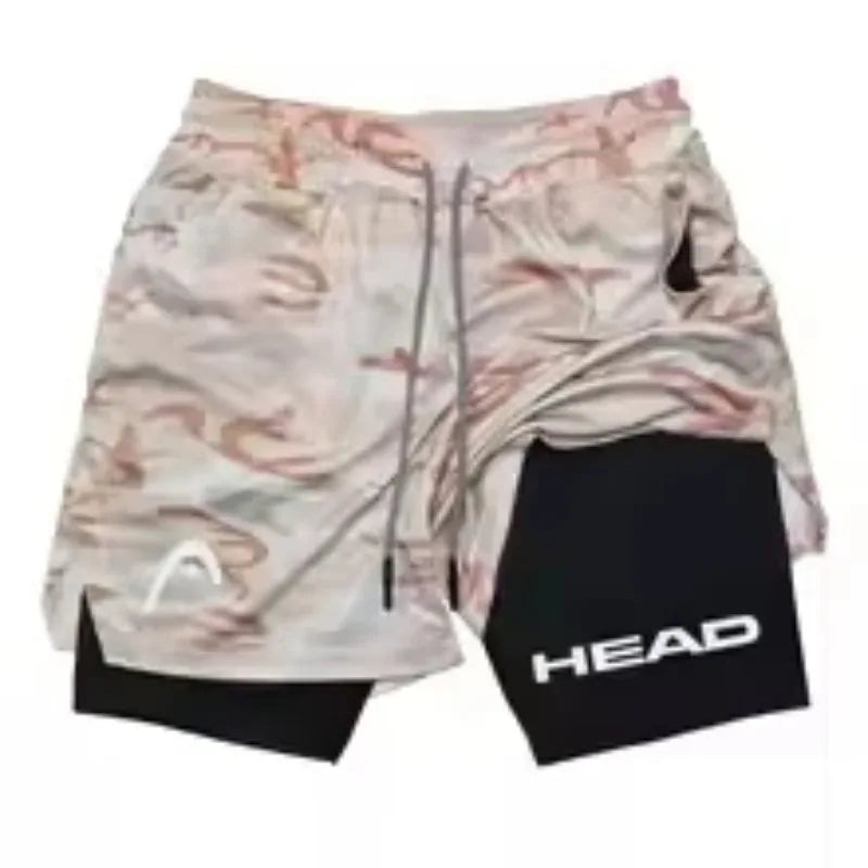 Running Shorts Men Fitness Gym Training 2-in-1 Sports Compression Fashion Quick Dry Workout Jogging Double Deck Summer