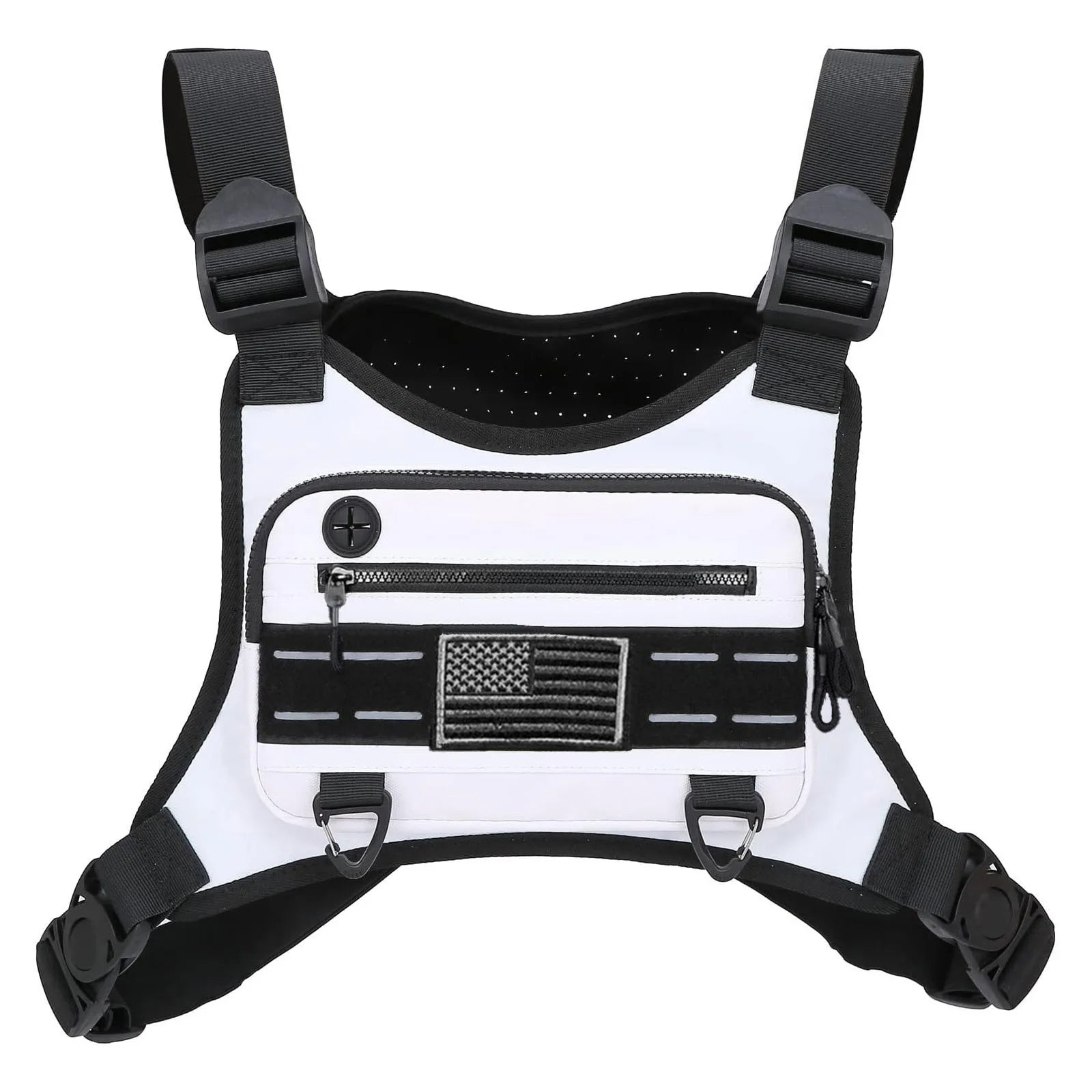 Sports Chest Bag For Men, Water Resistant Lightweight Front Running Vest Bag With Built-In Phone Holder & Extra Storage