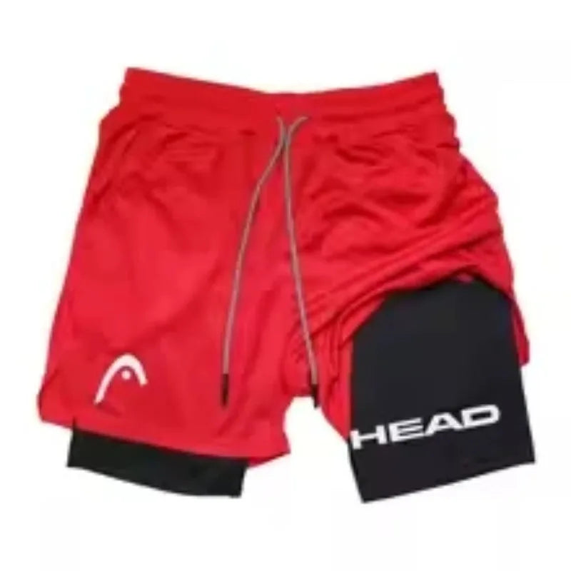 Running Shorts Men Fitness Gym Training 2-in-1 Sports Compression Fashion Quick Dry Workout Jogging Double Deck Summer