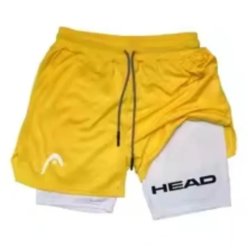 Running Shorts Men Fitness Gym Training 2-in-1 Sports Compression Fashion Quick Dry Workout Jogging Double Deck Summer